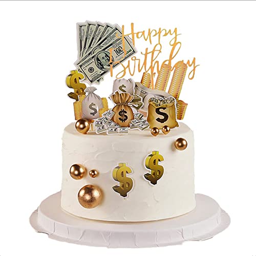 FZSECRIU 9 Stück Happy Birthday Tortendeko Gold - Cake Topper für Jungen und Mädchen - Geldgeschenke Geburtstag FZSECRIU 9 Stück Happy Birthday Tortendeko Gold - Cake Topper für Jungen und Mädchen - Geldgeschenke Geburtstag von FZSECRIU