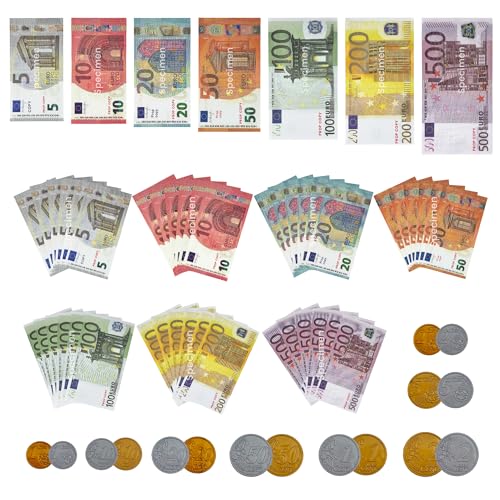 FZSECRIU 140 Blätter Spielgeld Kaufmannsladen Spielen Deko 7 Werte Set Movie Money 5/10/20/50/100/200/500 für Lern und Spielzwecke (20 Banknoten jeder Stückelung) von FZSECRIU