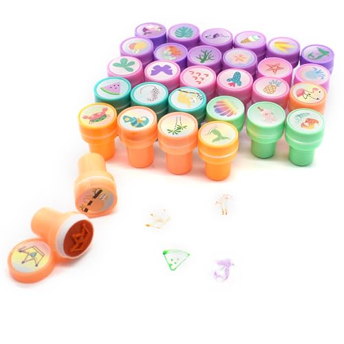 FZSECRIU 30 Stück Stempel Kinder, Stempelset für Mädchen, 3 Schachteln à 10 Stempel, 0,98 x 1,5 Zoll, für Kinder ab 3 Jahren von FZSECRIU