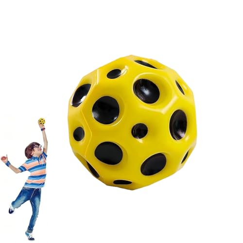 Astro Jump Ball, Moon Ball 7cm Super High Bouncing Galaxy Ball Easy to Grip and Catcher Space Balls, Lightweight Foam Ball Für Kinder Im Freien (Gelb) von FaCoLL