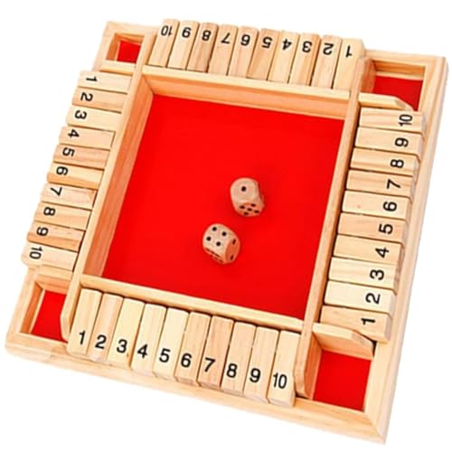 FaJoek Brettspiel Aus Holz, Shut The Box Spiel mit 2 Würfeln Holzbrettspiel Würfeln Kinder Klassisch Würfelspiel Klappbrett Holz Brettspiel Würfel Four Sided Flop 4 Spieler FaJoek Brettspiel Aus Holz, Shut The Box Spiel mit 2 Würfeln Holzbrettspiel Würfeln Kinder Klassisch Würfelspiel Klappbrett Holz Brettspiel Würfel Four Sided Flop 4 Spieler von FaJoek
