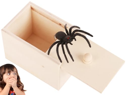 FaJoek Streich Spinne, Spinne Streich Box, Holz Prank Spider Scare Box, Streich Spinne Scare Box, Streich Spinne Angst Box, Überraschungsgeschenke für Kinder und Erwachsene von FaJoek