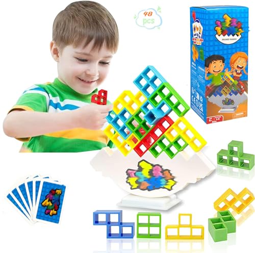 FaJoek Tetra Tower Spiel, Tetra Tower Spiel, Tetra Tower Spiel Erwachsene, Tetris Balance Spielzeug Tower Game, (48-Blocks) von FaJoek