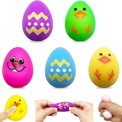 FaJoek Antistressball, 5 Stück Antistressball Kinder und Erwachsene, Stress Squeeze Ball, Squeeze Osterei Spielzeug, Stress Relief Toy, Stress Relief Balls, Osterei Antistressball von FaJoek