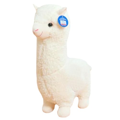 25CM Weiß Alpaka Kuscheltier Plüschtier, Stand Alpaka Plüschtier, Kuschel Alpaka Plush Toys, Algenbaumwolle PP-Baumwolle Plüschtier, Lama Stofftier Geschenk Für Kinder Mädchen Jungen von FaNaer