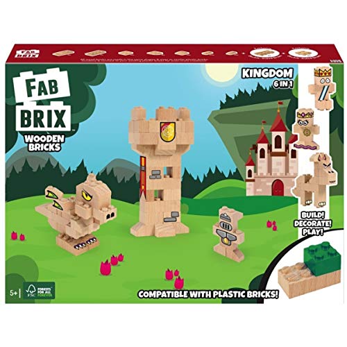 FabBrix Kingdom FB-1816 Holzbausteine, Klemmbausteine aus zertifiziertem Buchenholz, 100% kompatibel mit konventionellen Bausteinen von FabBrix