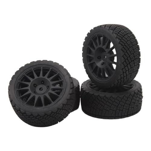 Fabater 1/10 RC-Car-Reifen, Einfach zu Installierende Stoßdämpfende RC-Car-Räder 4 Stück für TT02 (Black) von Fabater