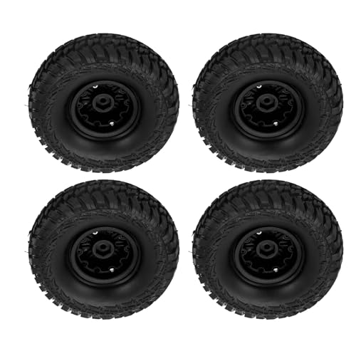 Fabater RC-Car-Reifen, 4-teilige Kunststoffnaben, Hohe Dämpfung, Holprige Oberfläche, RC-Car-Gummiräder für 1/10 Ferngesteuerte Crawler (Black) von Fabater