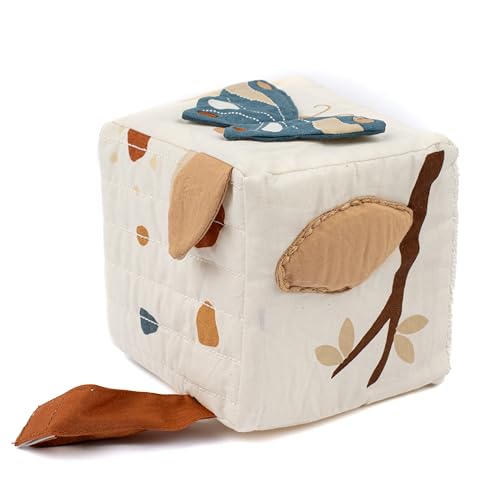 Fabelab Spielwürfel Baby Kleiner Schmetterling | Multifunktional Spielzeug Ab 6 Monate | Motorikwürfel | Baby Spielzeug | Weicher Aktivitätswürfel von Fabelab
