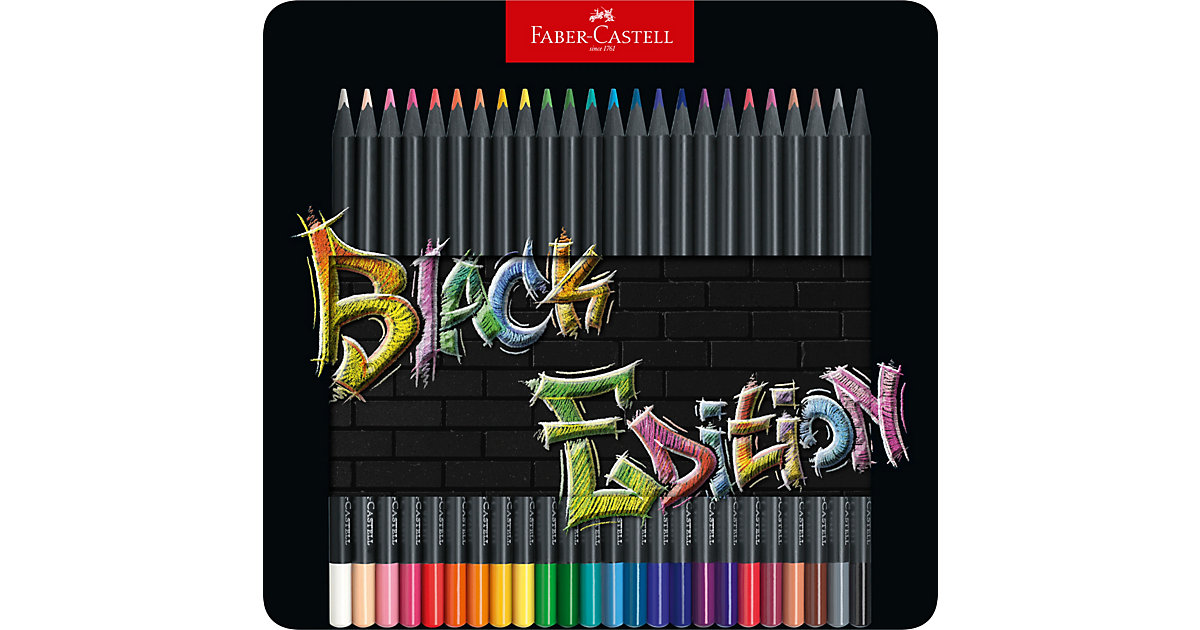 Black Edition Dreikant-Buntstifte, 24 Farben in Metalletui Black Edition Dreikant-Buntstifte, 24 Farben in Metalletui von Faber-Castell