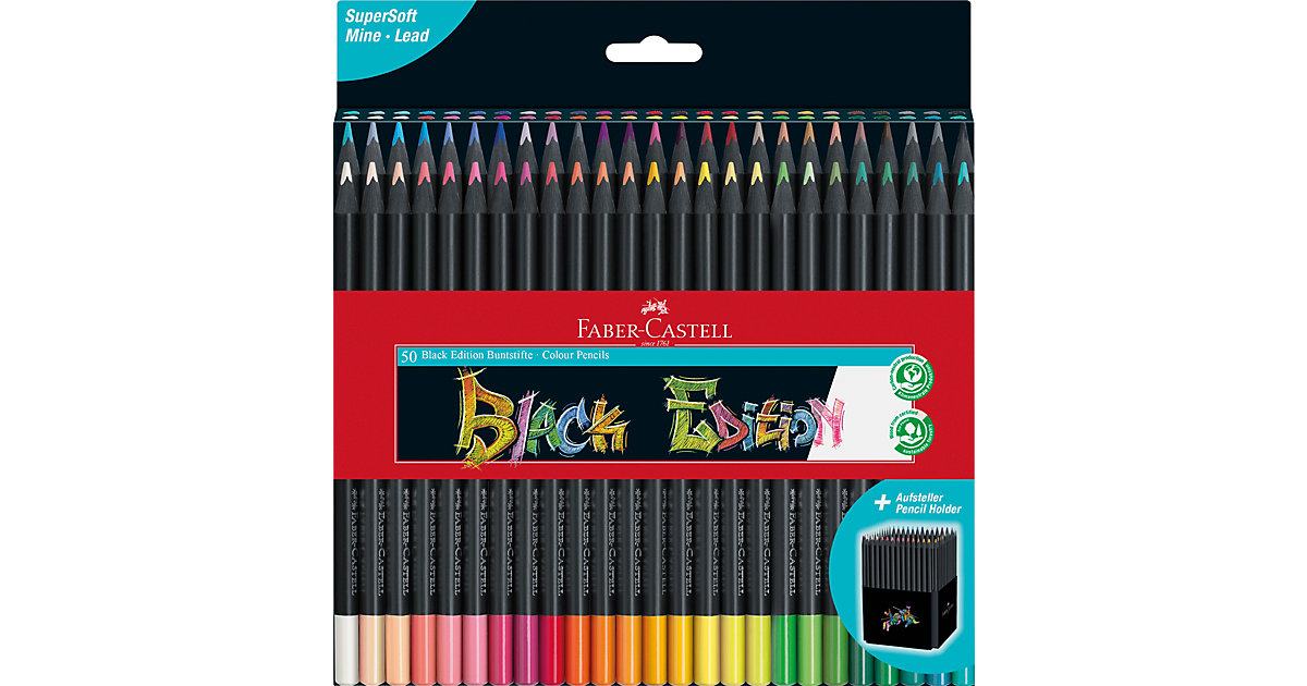Black Edition Dreikant-Buntstifte, 50 Farben bunt Modell 3 von Faber-Castell