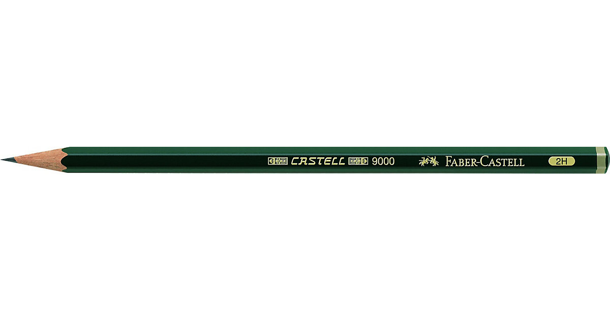 Bleistifte CASTELL® 9000 2H ohne Radierer grün von Faber-Castell