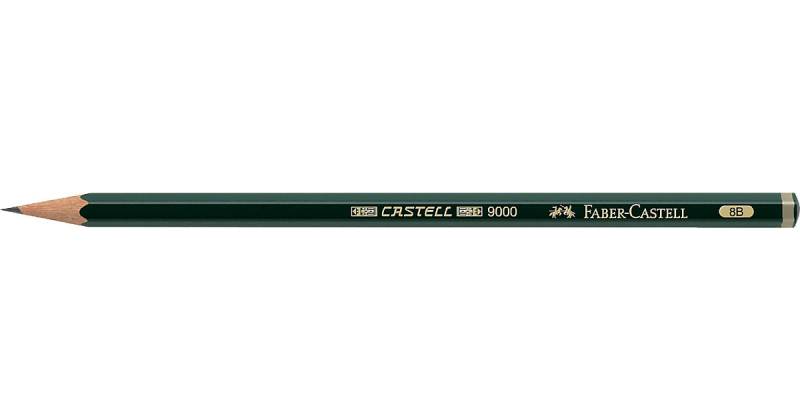Bleistifte CASTELL® 9000 8B ohne Radierer grün von Faber-Castell