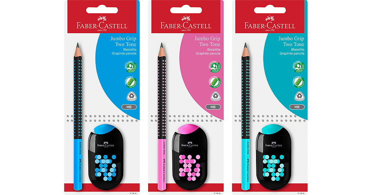 Bleistiftset JUMBO GRIP Two Tone, 2-tlg., inkl. Anspitzer, farblich sortiert Bleistiftset JUMBO GRIP Two Tone, 2-tlg., inkl. Anspitzer, farblich sortiert von Faber-Castell