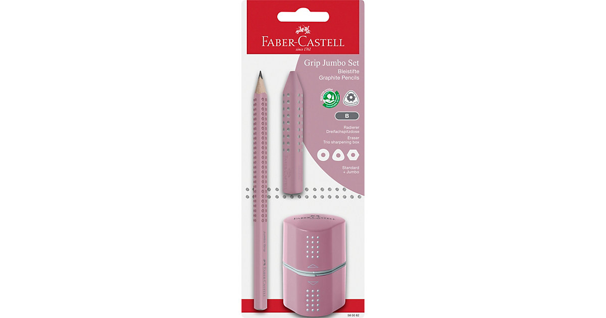 Bleistiftset JUMBO GRIP rose shadows, 3-tlg. inkl. Spitzdose rosa Bleistiftset JUMBO GRIP rose shadows, 3-tlg. inkl. Spitzdose rosa von Faber-Castell