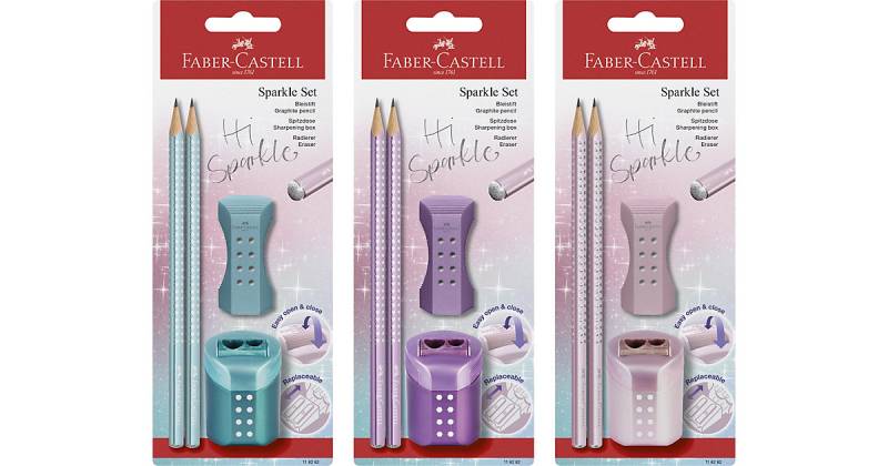 Bleistiftset JUMBO Sparkle Cosmic mit Spitzer, 4-tlg., farblich sortiert von Faber-Castell