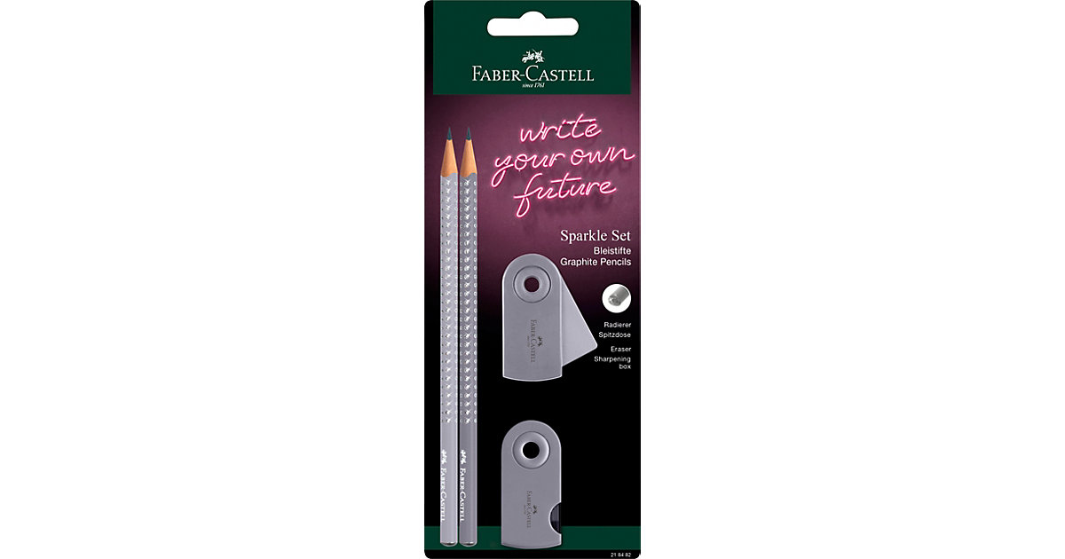 Bleistiftset SPARKLE dapple gray, 4-tlg., inkl. Radierer Sleeve & Spitzer grau Bleistiftset SPARKLE dapple gray, 4-tlg., inkl. Radierer Sleeve & Spitzer grau von Faber-Castell