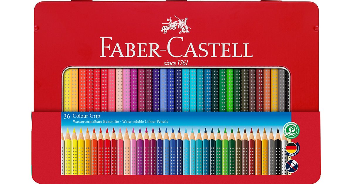 Buntstifte COLOUR GRIP, wasservermalbar, 36 Farben, Metalletui mehrfarbig Buntstifte COLOUR GRIP, wasservermalbar, 36 Farben, Metalletui mehrfarbig von Faber-Castell