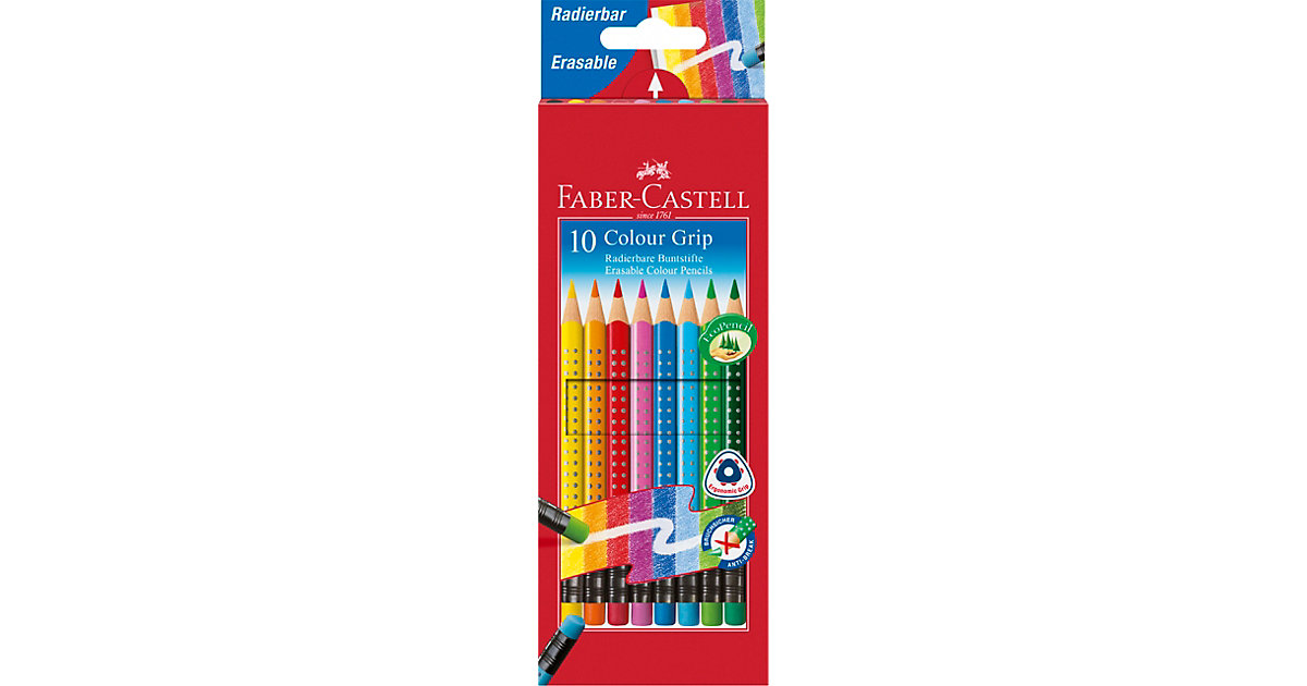 Buntstifte COLOUR GRIP Buntstifte radierbar, 10 Farben mehrfarbig Buntstifte COLOUR GRIP Buntstifte radierbar, 10 Farben mehrfarbig von Faber-Castell