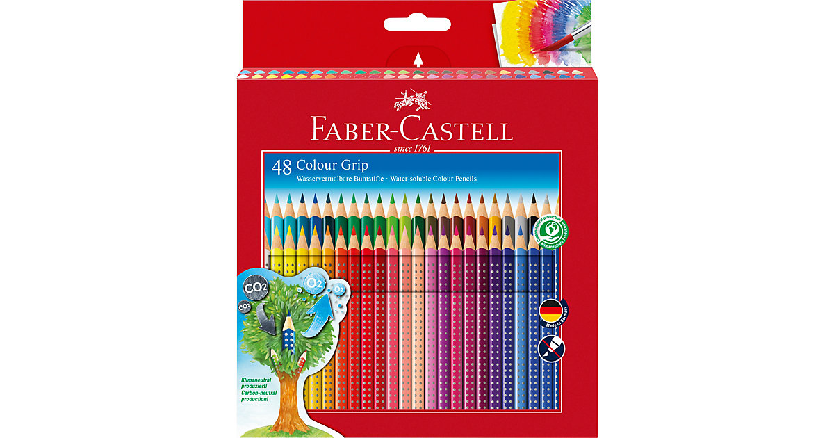 Buntstifte COLOUR GRIP wasservermalbar, 48 Farben mehrfarbig Modell 3 von Faber-Castell