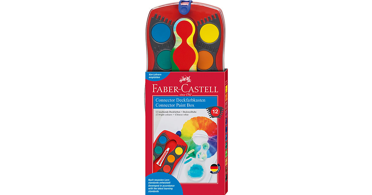 CONNECTOR Deckfarbkasten rot, 12 Farben inkl. Deckweiß CONNECTOR Deckfarbkasten rot, 12 Farben inkl. Deckweiß von Faber-Castell