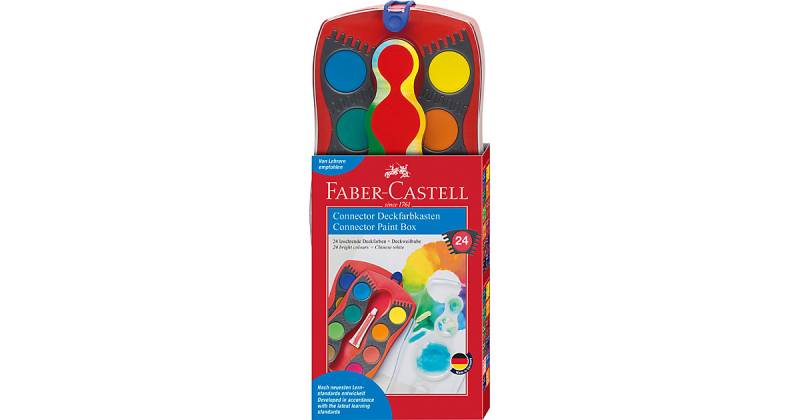 CONNECTOR Deckfarbkasten rot, 24 Farben inkl. Deckweiß von Faber-Castell