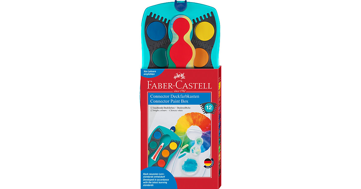 CONNECTOR Deckfarbkasten türkis, 12 Farben inkl. Deckweiß CONNECTOR Deckfarbkasten türkis, 12 Farben inkl. Deckweiß von Faber-Castell
