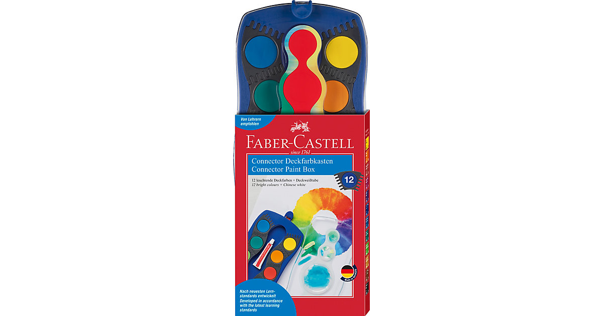 CONNECTOR Deckfarbkasten blau, 12 Farben inkl. Deckweiß CONNECTOR Deckfarbkasten blau, 12 Farben inkl. Deckweiß von Faber-Castell