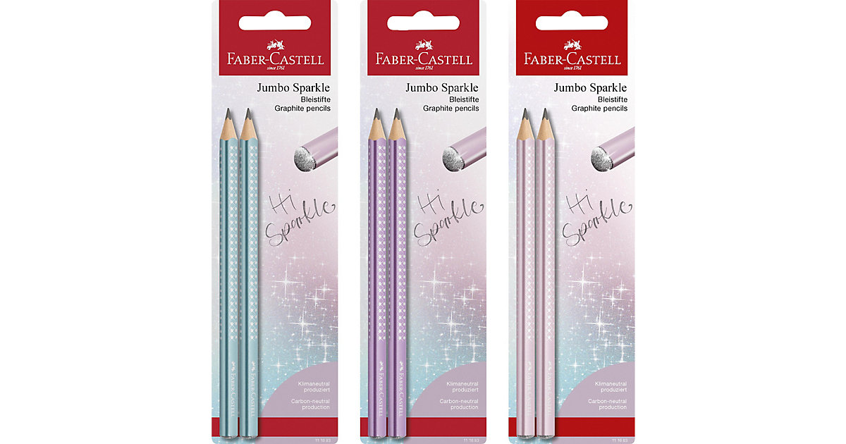 Dreikant-Bleistifte JUMBO Sparkle Cosmic B, 2 Stück, farblich sortiert mehrfarbig Dreikant-Bleistifte JUMBO Sparkle Cosmic B, 2 Stück, farblich sortiert mehrfarbig von Faber-Castell