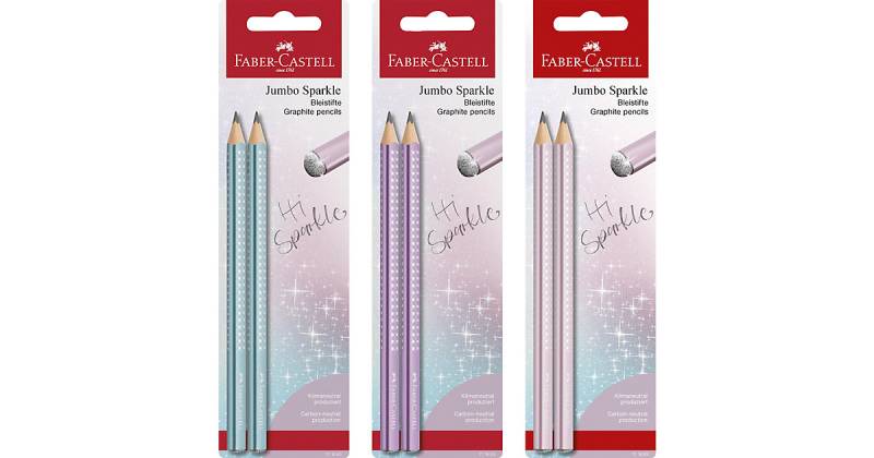 Dreikant-Bleistifte JUMBO Sparkle Cosmic B, 2 Stück, farblich sortiert mehrfarbig von Faber-Castell