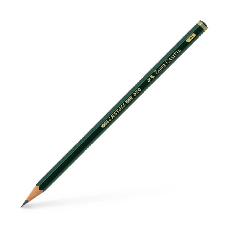 FABER-CASTELL Bleistift 9000, Sets Einzeln, Bleistift ohne Radierer, Härtegrad 3H von Faber-Castell