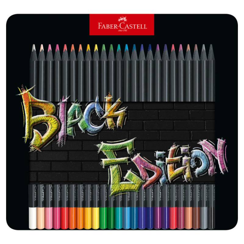 FABER-CASTELL Buntstifte Black Edition, FABER-CASTELL Sets 24er Set im Metalletui von Faber-Castell