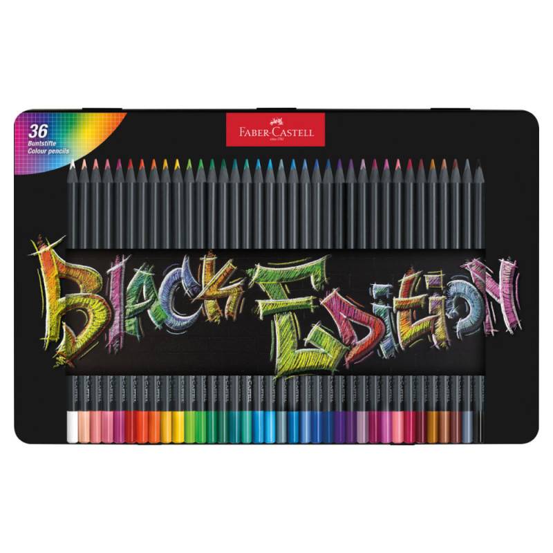 FABER-CASTELL Buntstifte Black Edition, FABER-CASTELL Sets 36er Set in Metalletui von Faber-Castell
