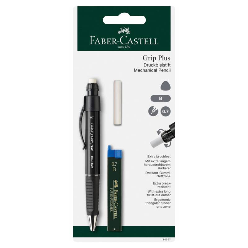 FABER-CASTELL Druckbleistift Grip Plus 0,7mm, Sets Sets, Farbe schwarz, FABER-CASTELL Sets Grip Plus + Radierer und Fein-Minen FABER-CASTELL Druckbleistift Grip Plus 0,7mm, Sets Sets, Farbe schwarz, FABER-CASTELL Sets Grip Plus + Radierer und Fein-Minen von Faber-Castell