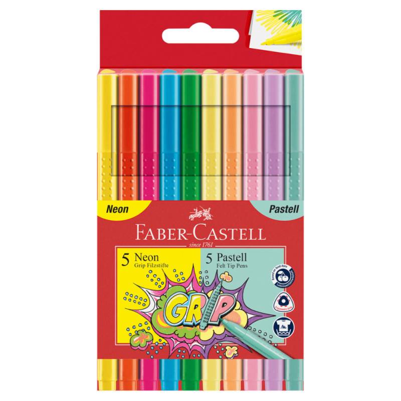 FABER-CASTELL Fasermaler - Filzstift Grip, Sets Sets, FABER-CASTELL Sets 10er Set Neon und Pastell von Faber-Castell