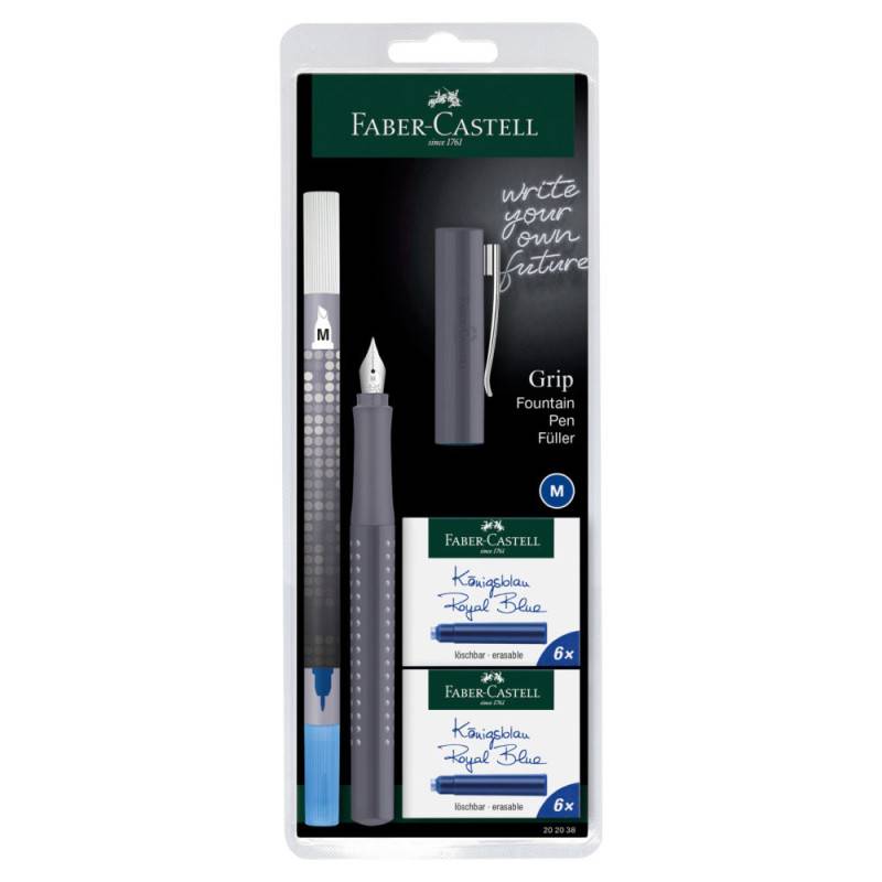 FABER-CASTELL Füller Grip 2010, Sets Sets, FABER-CASTELL Sets dapple gray (M) + 12x Tintenpatronen von Faber-Castell