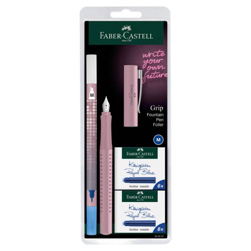 FABER-CASTELL Füller Grip 2010, Sets Sets, FABER-CASTELL Sets rose shadows (M) + 12x Tintenpatronen von Faber-Castell