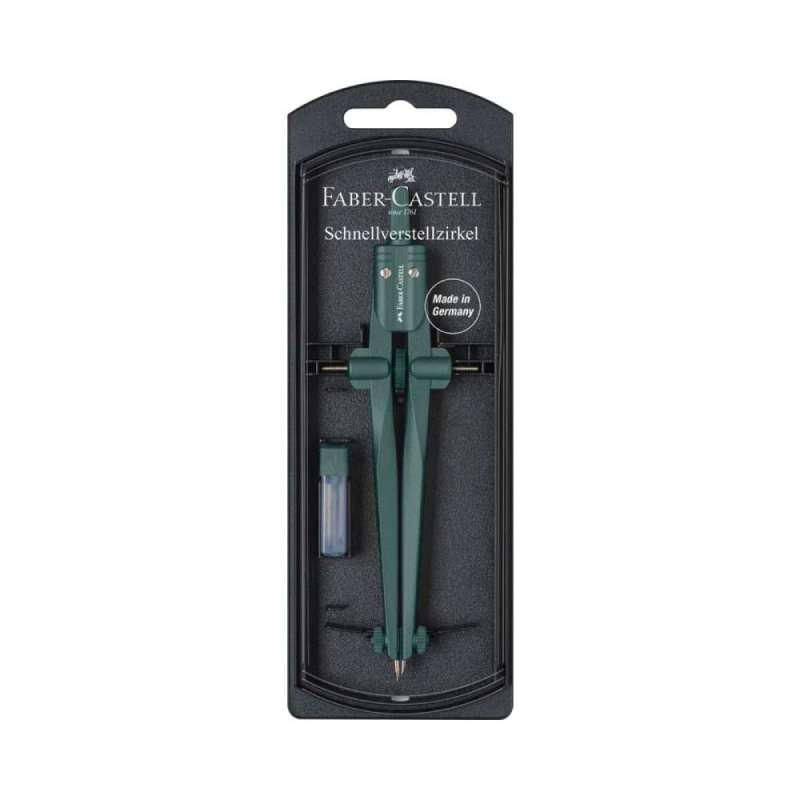 FABER-CASTELL Schnellverstellzirkel, Ausführung nicht abknickbar, Kreise bis  Ø 340 mm, Farbe dunkelgrün von Faber-Castell