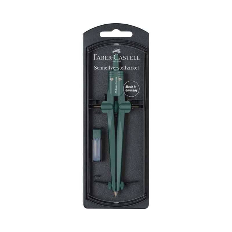 FABER-CASTELL Schnellverstellzirkel, Ausführung nicht abknickbar, Kreise bis  Ø 340 mm, Farbe dunkelgrün von Faber-Castell