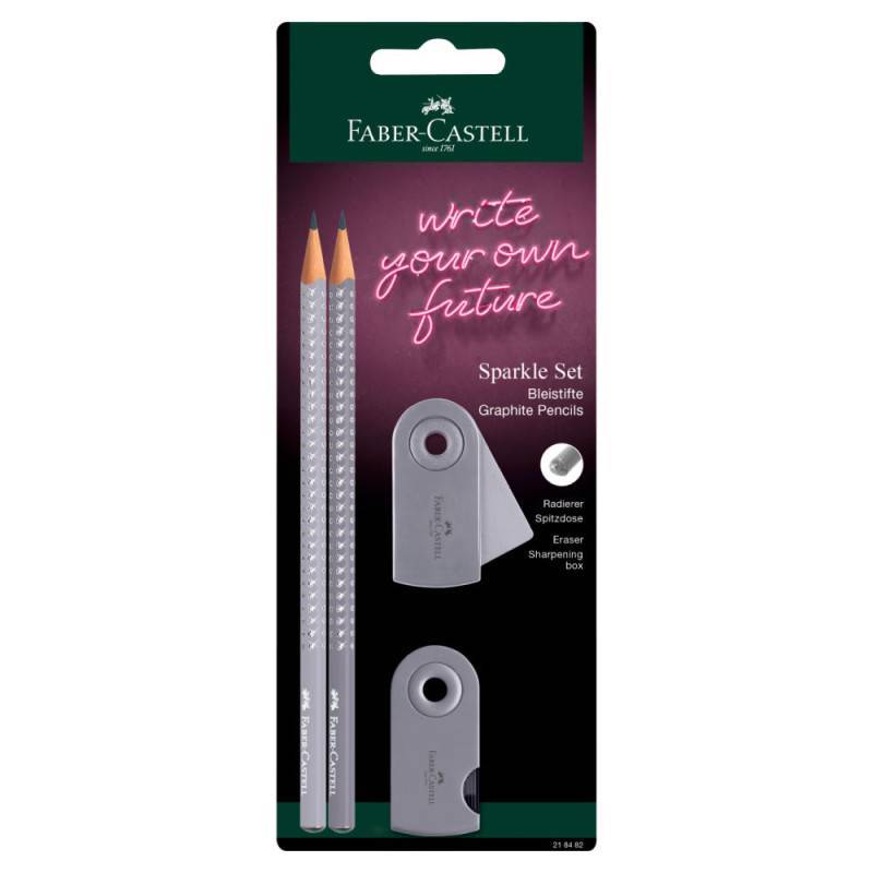FABER-CASTELL Schreibset Grip Sparkle 4er Set, Sets 4er Set, Farbe grau von Faber-Castell
