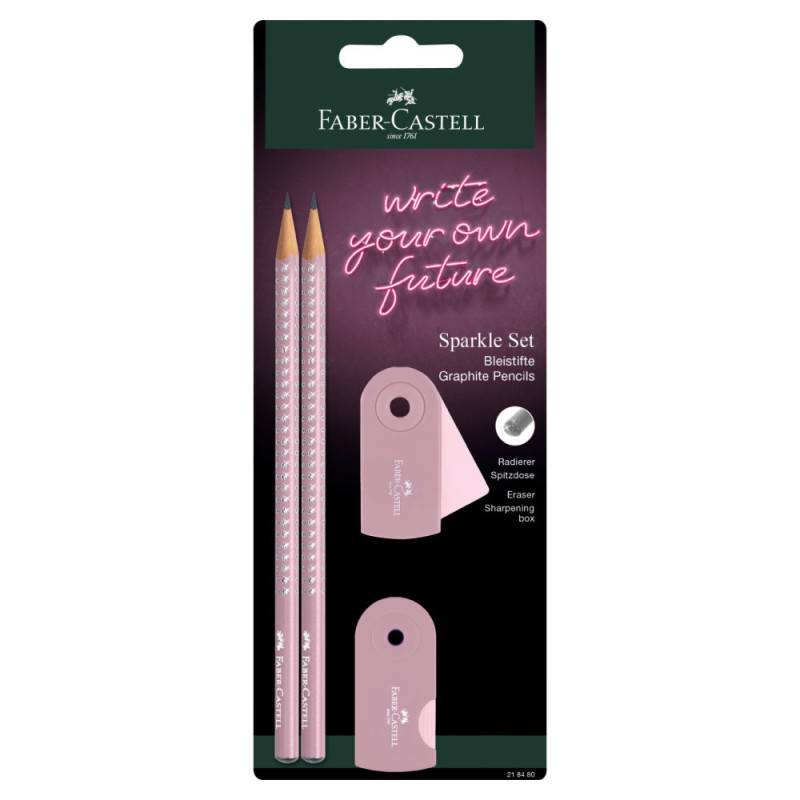 FABER-CASTELL Schreibset Grip Sparkle 4er Set, Sets 4er Set, Farbe rosa von Faber-Castell