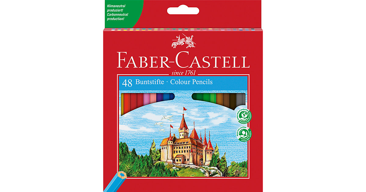 Sechskant-Buntstifte ECO, 48 Farben, inkl. Anspitzer von Faber-Castell