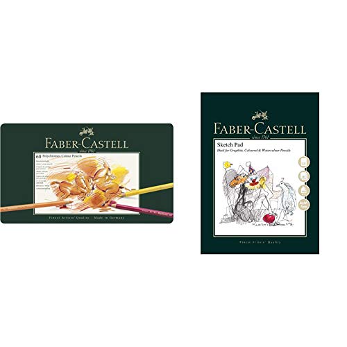 Faber-Castell 110060 - Farbstifte Polychromos, 60er Metalletui & Art & Graphic Skizzenblock, A4 160 g/m² Block mit 40 Blatt von Faber-Castell