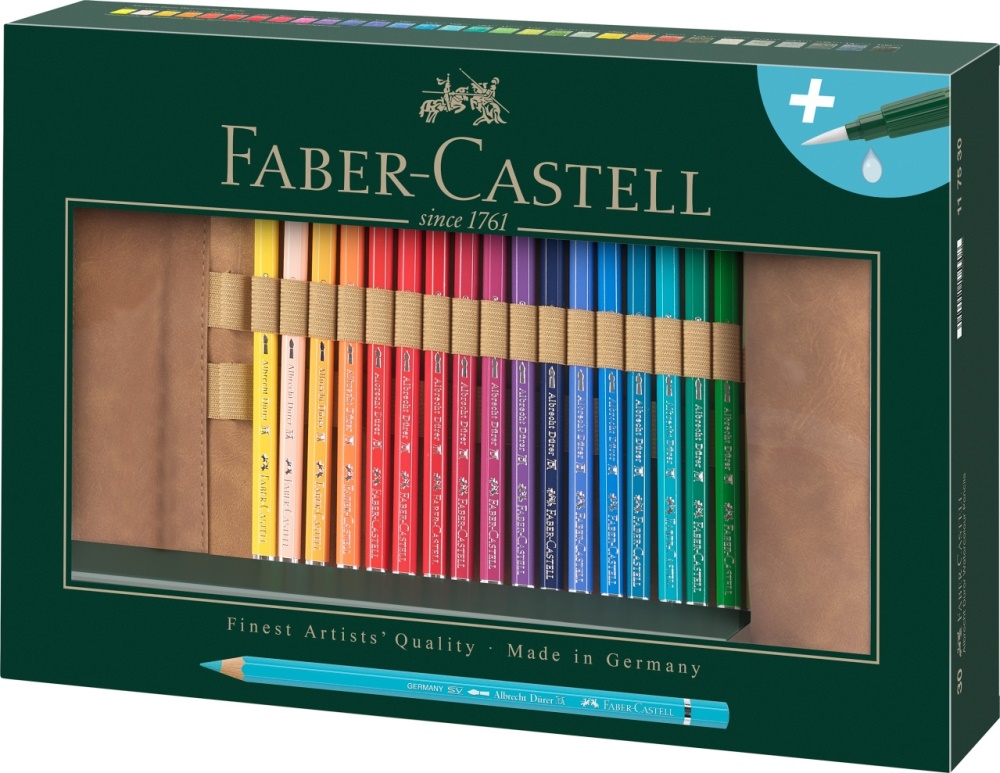 Faber-Castell Aquarellstifte Albrecht Dürer in Stifterolle 30 Stk. mit Aquarellpinsel von Faber-Castell