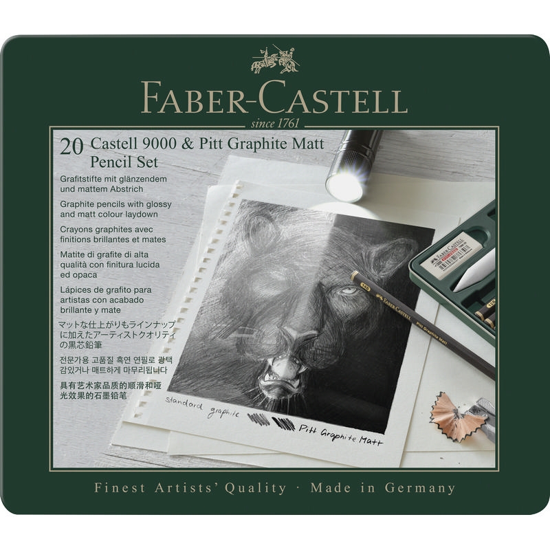 Faber-Castell Bleistift Pitt Graphite Matt & Castell 9000 20er Set im Metalletui von Faber-Castell