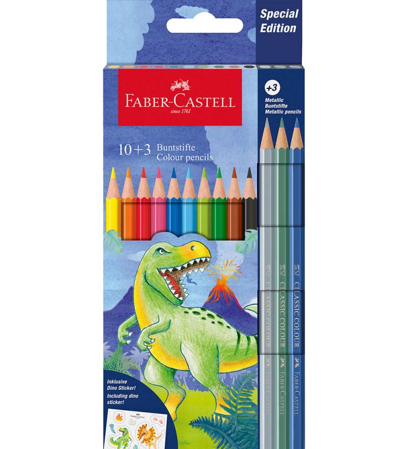 Faber-Castell Buntstifte - 10+3 st. - Dinosaur Metallic - Faber-Castell - One Size - Buntstiftsets Faber-Castell Buntstifte - 10+3 st. - Dinosaur Metallic - Faber-Castell - One Size - Buntstiftsets von Faber-Castell