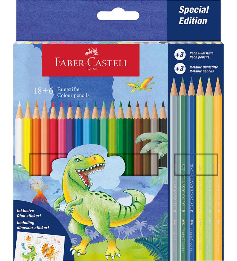 Faber-Castell Buntstifte - 18+6 st. - Dinosaur Metallic/Neon - Faber-Castell - One Size - Buntstiftsets Faber-Castell Buntstifte - 18+6 st. - Dinosaur Metallic/Neon - Faber-Castell - One Size - Buntstiftsets von Faber-Castell