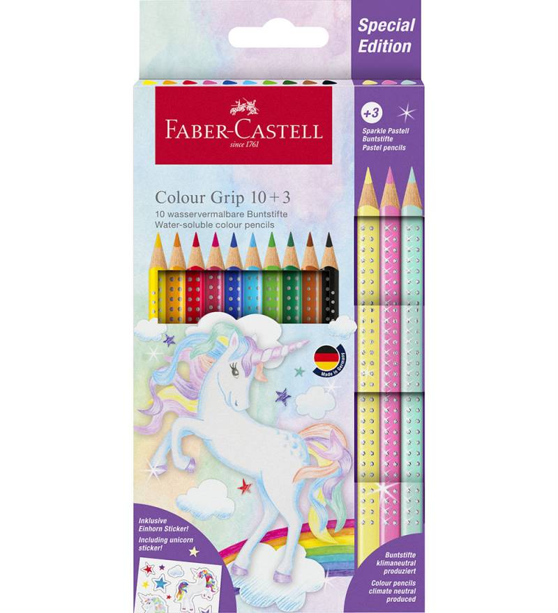 Faber-Castell Buntstifte - Dreieckig - Grip Unicorn - 10+3 Stk - Faber-Castell - One Size - Buntstiftsets von Faber-Castell
