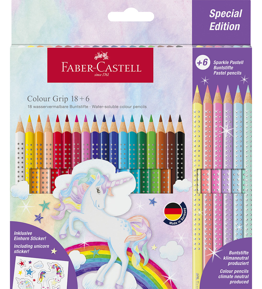 Faber-Castell Buntstifte - Dreieckig - Grip Unicorn - 18+6 Stk - Faber-Castell - One Size - Buntstiftsets von Faber-Castell
