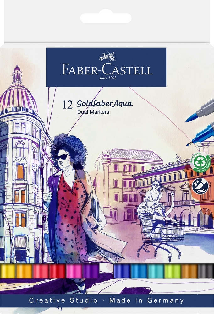 Faber-Castell Dual Marker Goldfaber Aqua Sortiert 12er Etui von Faber-Castell